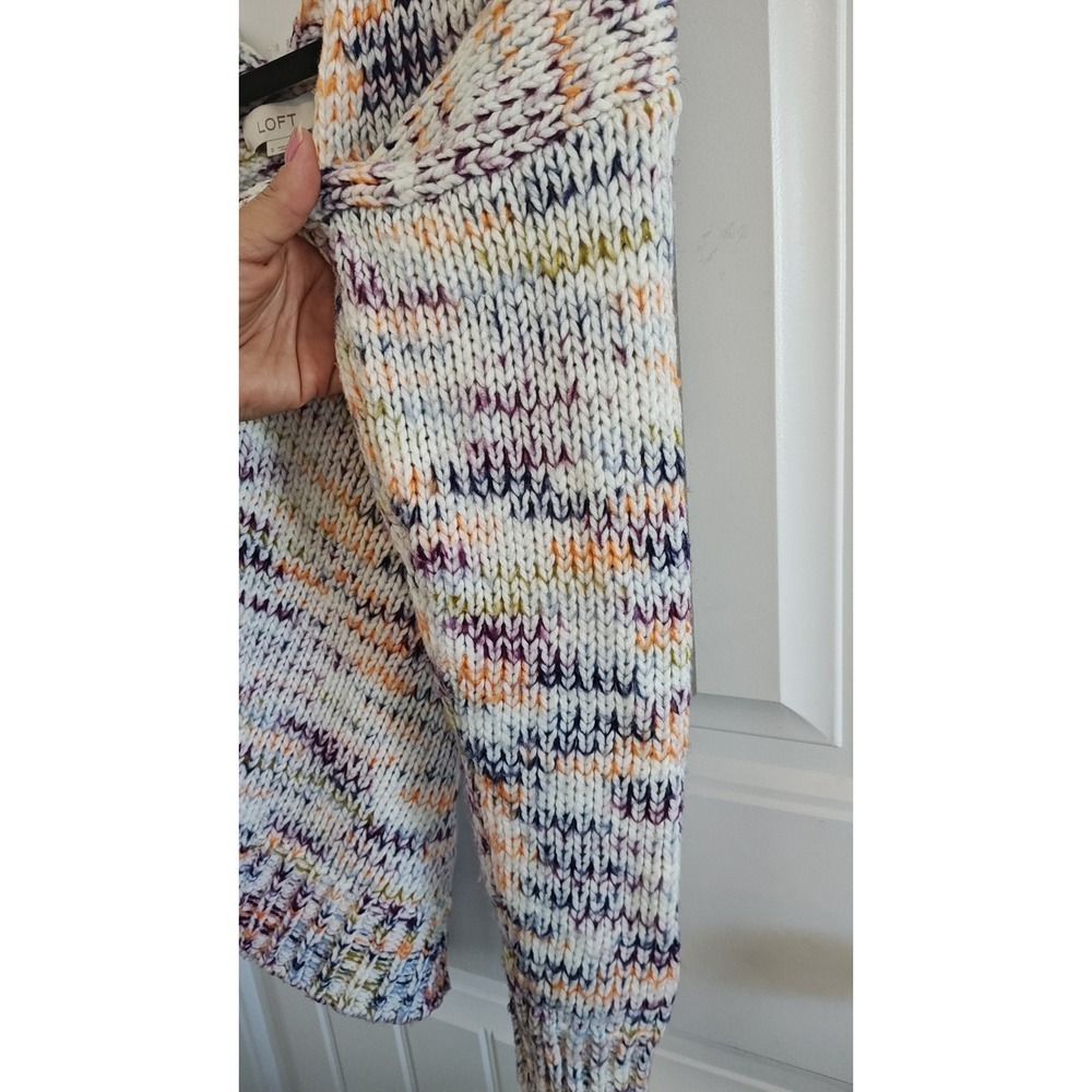 Women Size S Loft Boho Multi-Color Space Dye V-Neck Knit‎ Sweater Excellent - Picture 12 of 15
